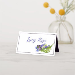 Blå och lila blommigt placeringskort