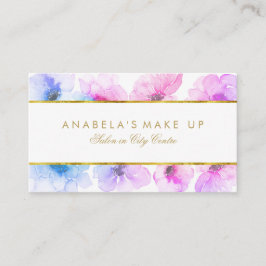 Blå och Lila Blommigt Vattenfärger Elegant Beauty Visitkort
