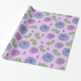 Blå och lila blommor på lavendel presentpapper