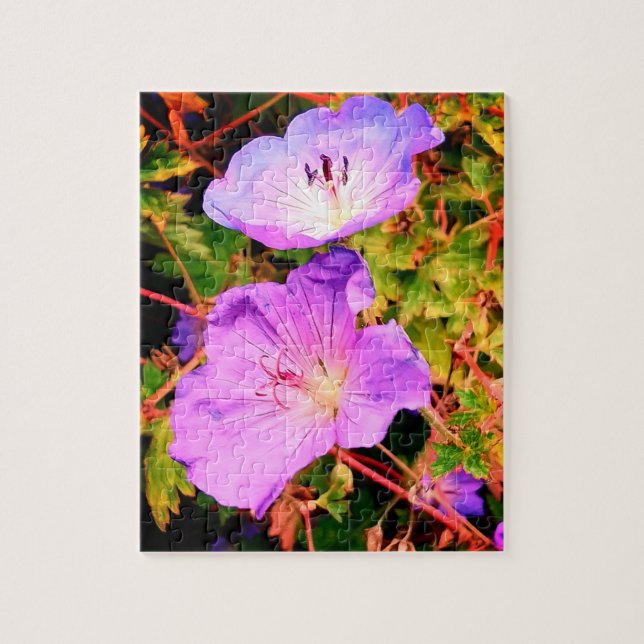 Blå och lila blommor pussel (Vertikal)
