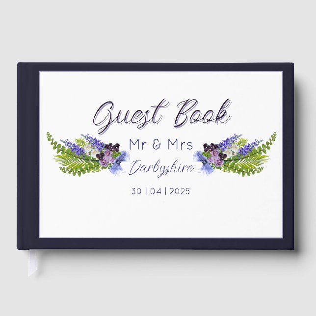 Blå och lila blomster  gästböcker (Framsida)