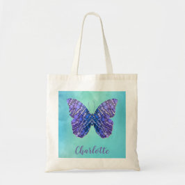Blå och Lila Butterfly Namn Monogram Tygkasse
