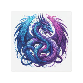 Blå och Lila Circular Celtic Dragon