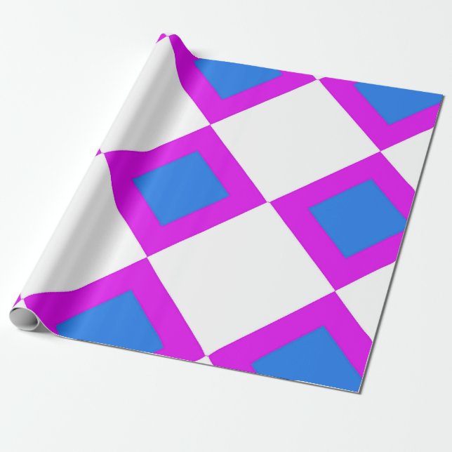 Blå och lila diamant mönster presentpapper (Utrullad)