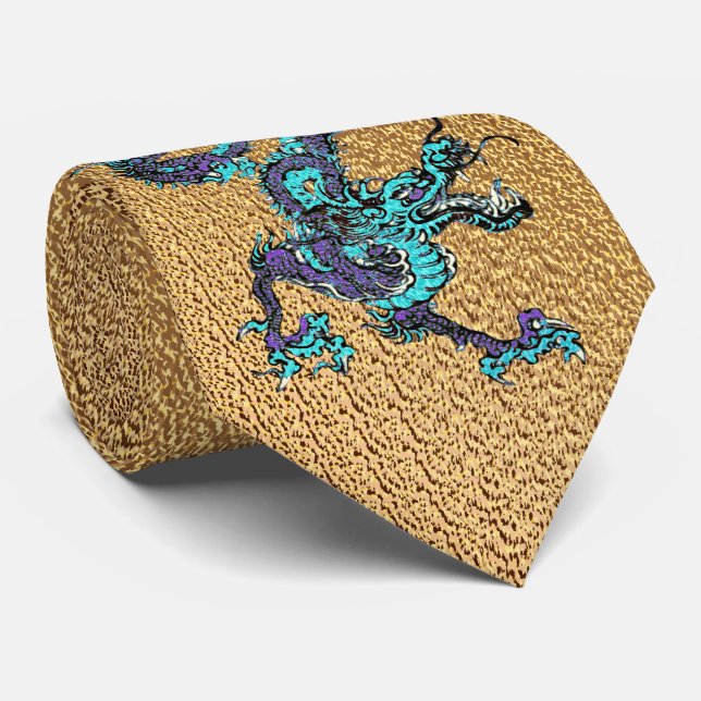 Blå och Lila Dragon Slips (Rullad)