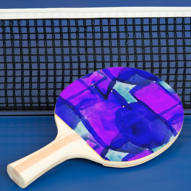 "Blå och Lila - dynamisk abstrakt" Pingisracket (Insitu)