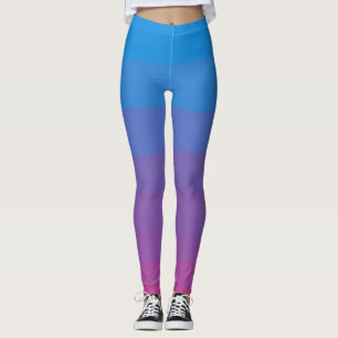 Blå och lila färg rand Leggings