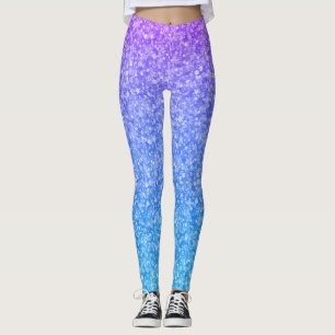 Blå och lila faux glitter ombre leggings