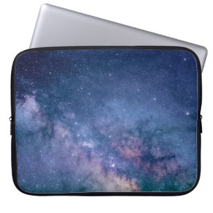 Blå och lila galaxi digital laptop fodral