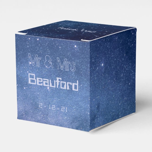 Blå och Lila Galaxy Bröllop Presentaskar (Framsidan Sidan)