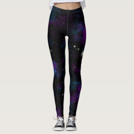 Blå och Lila Galaxy Leggings
