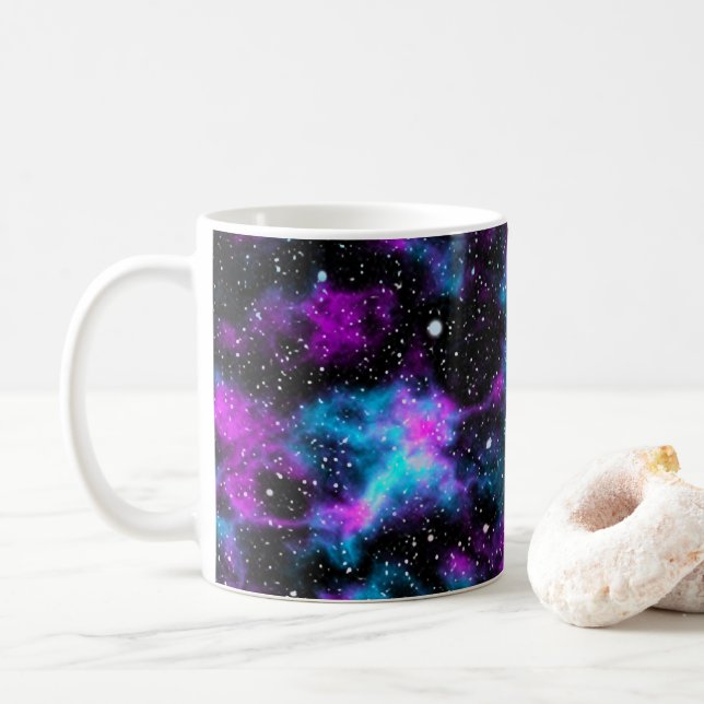 Blå och Lila Galaxy Space Mugg (Med munk)