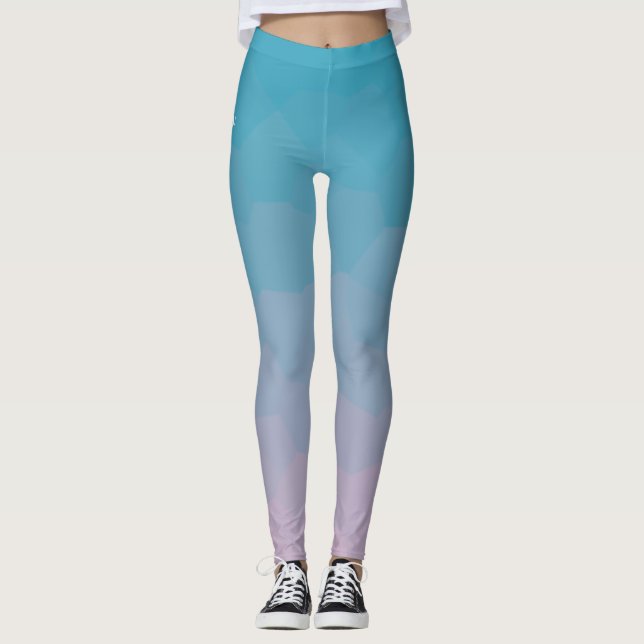 Blå och lila geometriska gradientleggings för kvin leggings (Framsida)