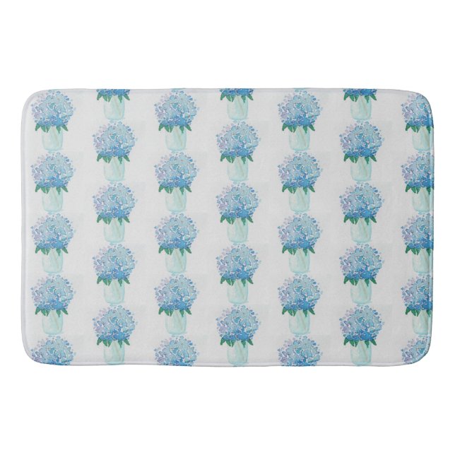 Blå och Lila Hydrangea Badrumsmatta (Framsidan)
