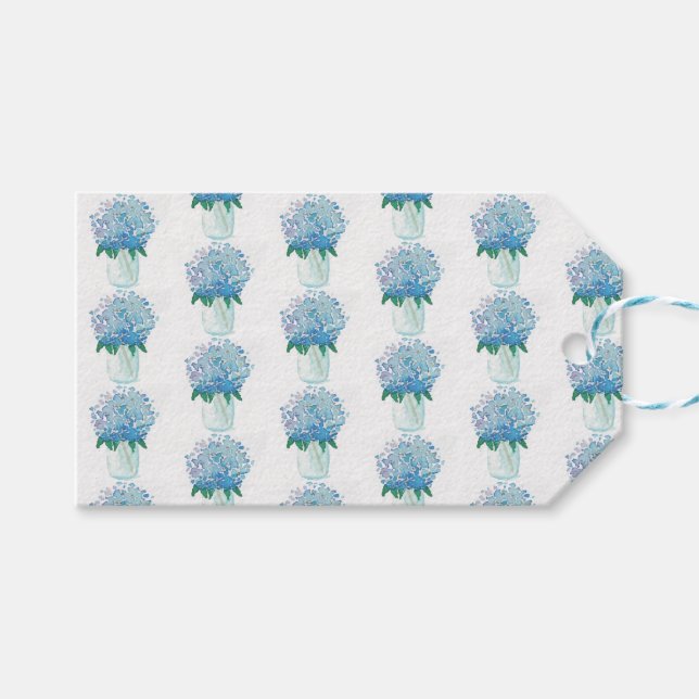 Blå och Lila Hydrangea Presentetikett (Framsidan (Horisontell))