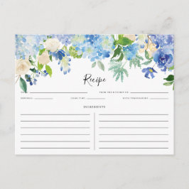 Blå och Lila Hydrangeas Recept Card Vykort