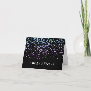 Blå och Lila i utspridd Glitter Anteckningskort