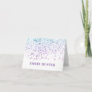Blå och Lila i utspridd Glitter Anteckningskort