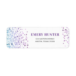 Blå och Lila i utspridd Glitter Returadress Etikett