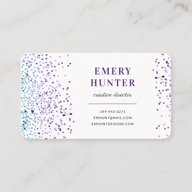 Blå och Lila i utspridd Glitter Visitkort (Framsida)