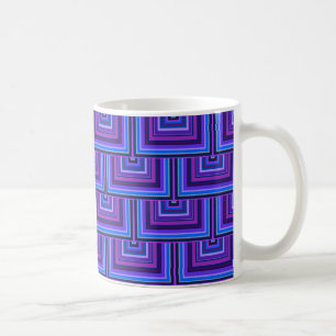 Blå och lila kvadratiska skalor kaffemugg