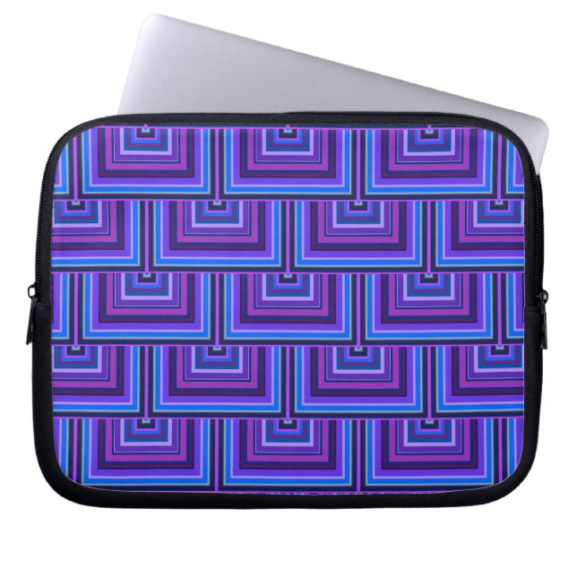 Blå och lila kvadratiska skalor laptop fodral (Framsidan)