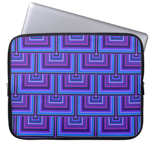 Blå och lila kvadratiska skalor laptop sleeve