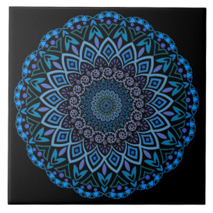 Blå och Lila Mandala Ceramic Tile Kakelplatta