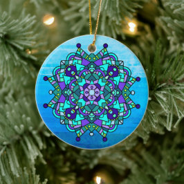 Blå och Lila Mandala-jul Julgransprydnad Keramik