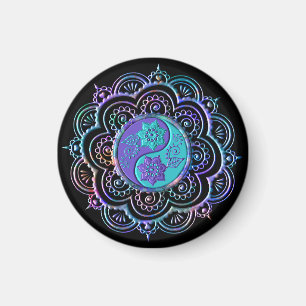 Blå och lila mandala magnet