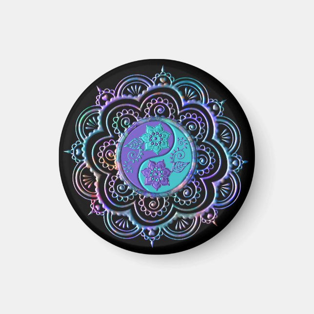 Blå och lila mandala magnet (Framsidan)