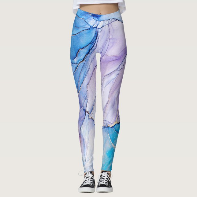 Blå och Lila Marcular Leggings (Framsida)