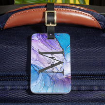 Blå och Lila marmorerat Monogram