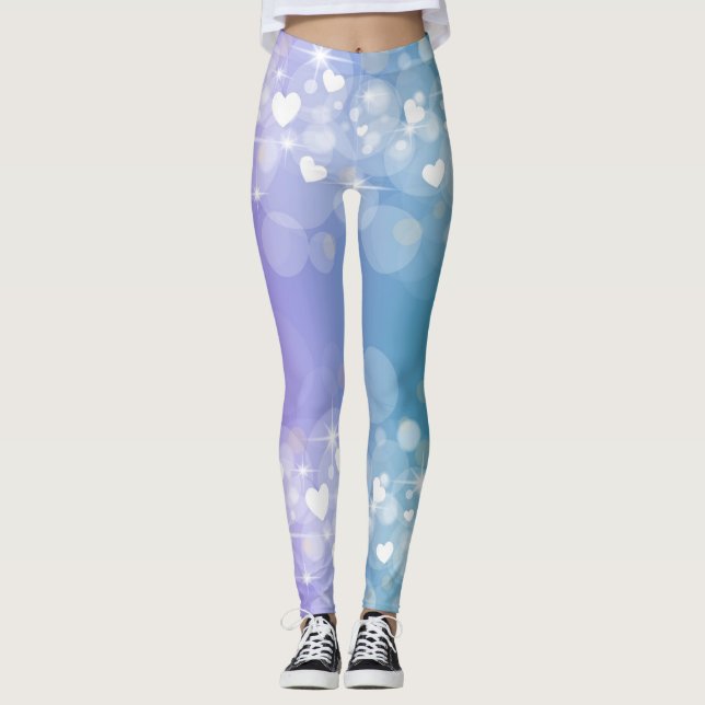 Blå och Lila med öron Leggings (Framsida)