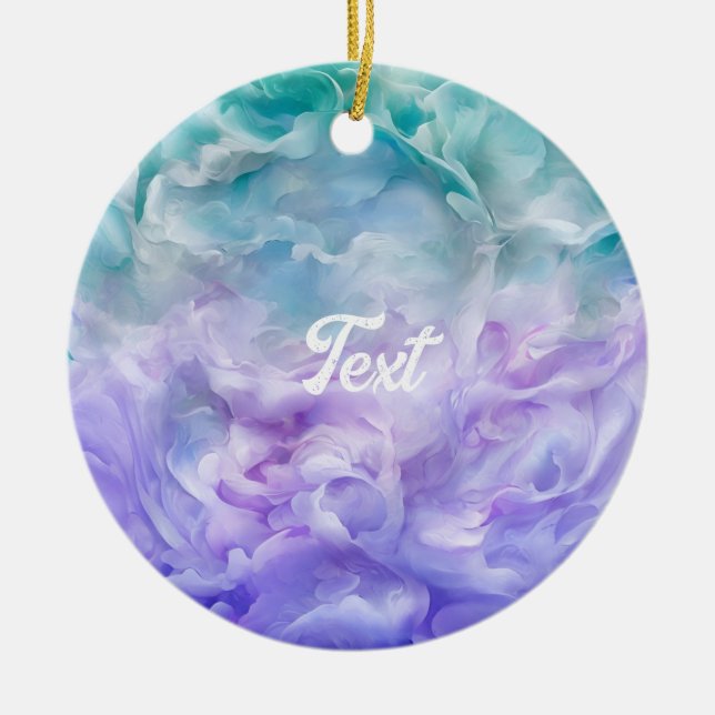 Blå och lila molnvirvel julgransprydnad keramik (Framsidan)