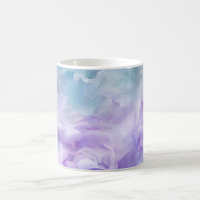 Blå och lila molnvirvel kaffemugg (Center)