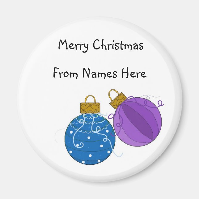 Blå och Lila Ornaments Märkre Magnet (Framsidan)