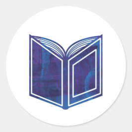 Blå och Lila Platter Painting bok Runt Klistermärke