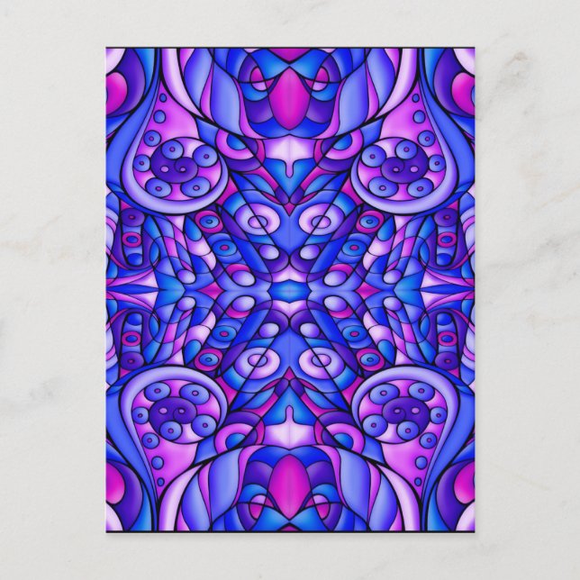 Blå och Lila Psychedelic Swirls Vykort (Framsida)