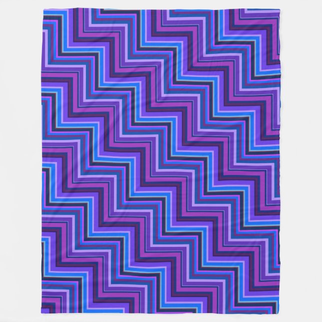 Blå och lila rand trappor fleecefilt (Framsidan)