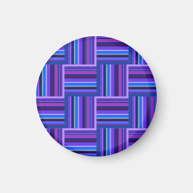 Blå och lila rand väv mönster magnet (Framsidan)