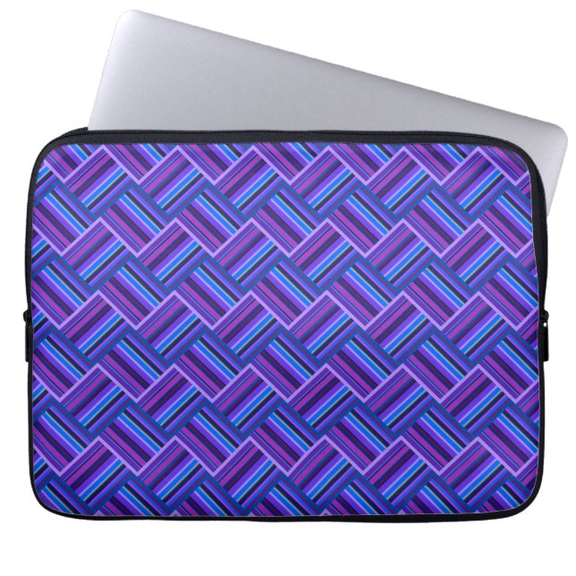 Blå och lila rand weave laptop fodral (Framsidan)