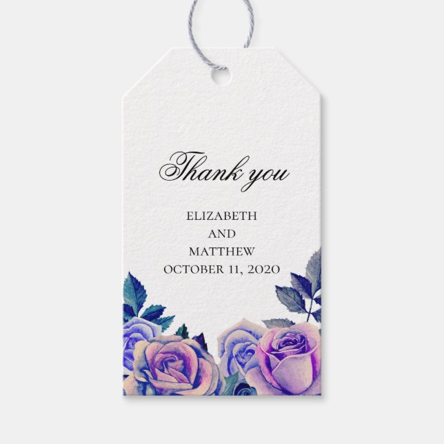Blå och lila ro tackar er. märkrn för gåva från br presentetikett (Framsidan)
