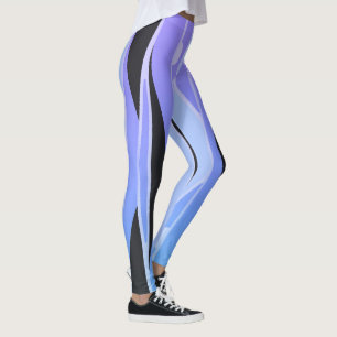 Blå och Lila skinn med Vågigt svart Rand Leggings
