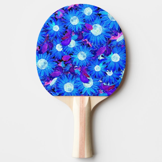 Blå och Lila Solblommor Mönster Pingisracket (Framsidan)