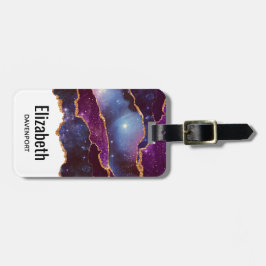 Blå och Lila Space och stjärnor med Guld-menyfliks Bagagebricka