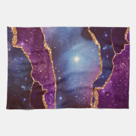 Blå och Lila Space och stjärnor med Guld-menyfliks Kökshandduk