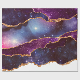Blå och Lila Space och stjärnor med Guld-menyfliks Presentpapper