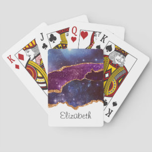 Blå och Lila Space och stjärnor Modern Agate Casinokort