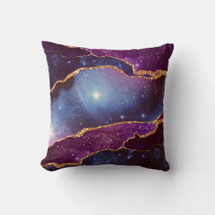 Blå och Lila Space och stjärnor Modern Agate Kudde